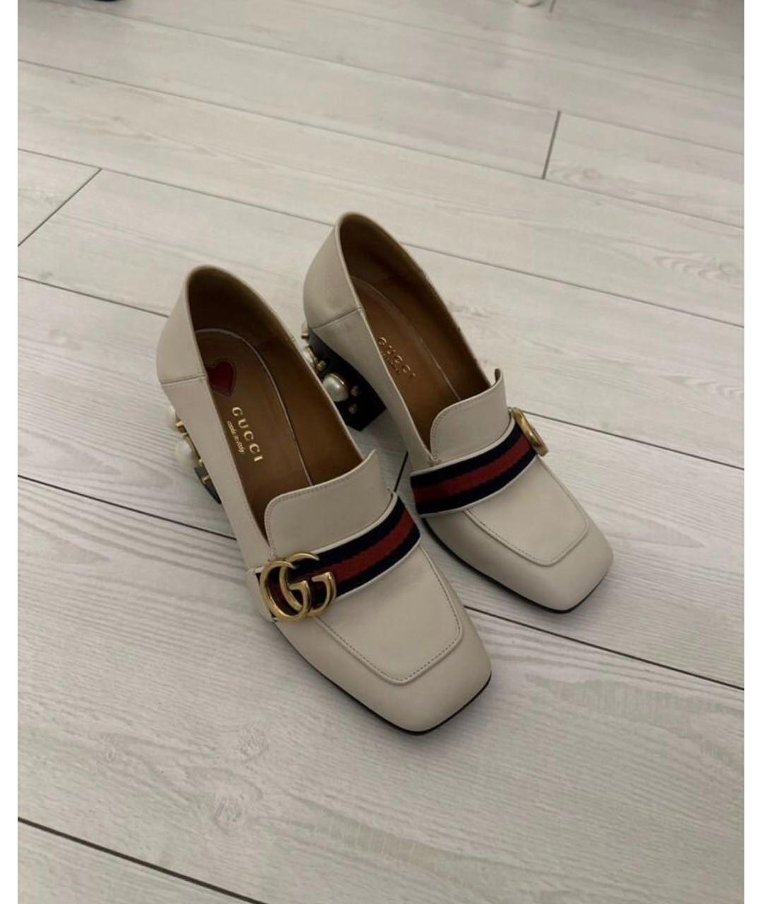 GUCCI Бежевые кожаные туфли, фото 2