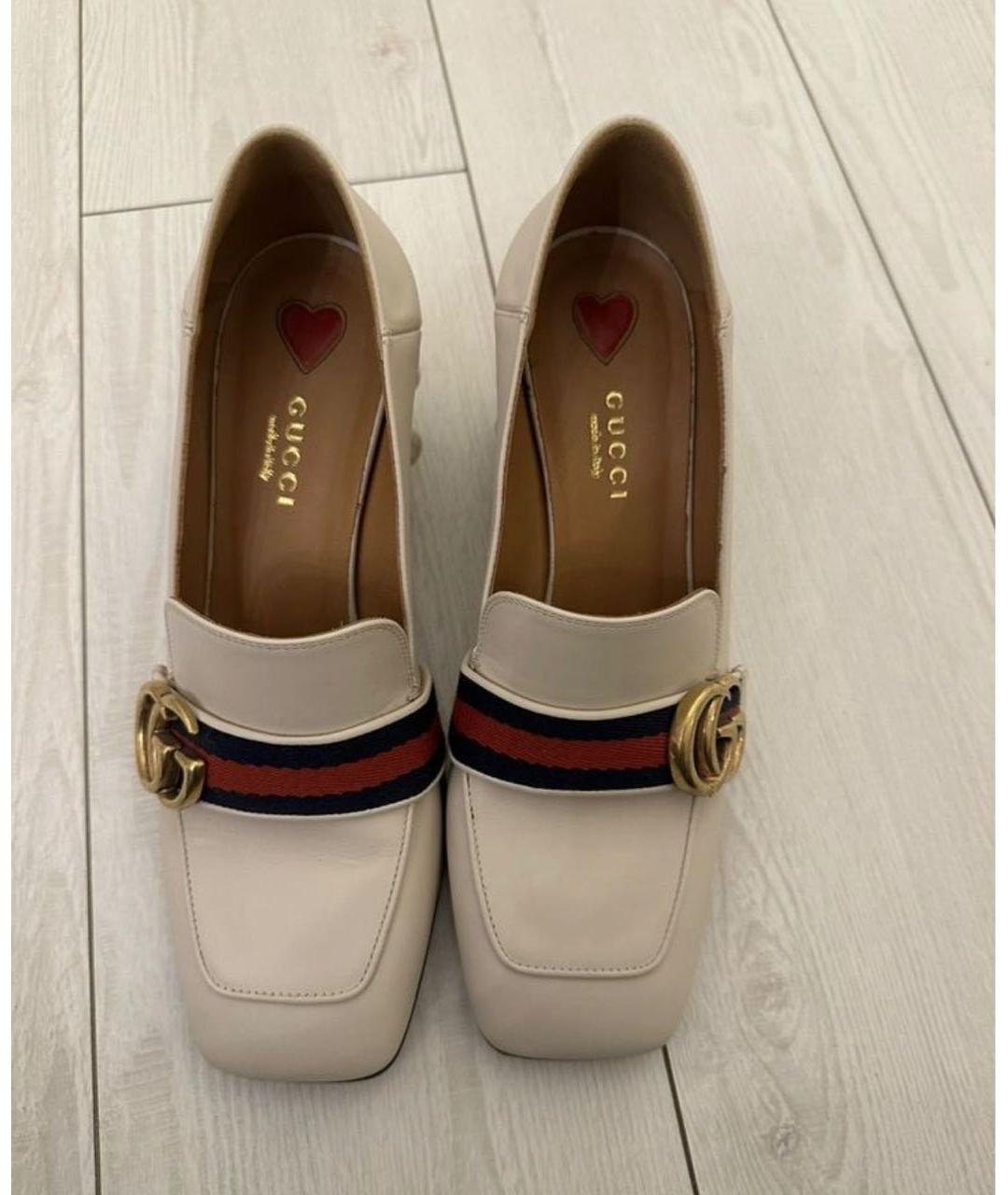 GUCCI Бежевые кожаные туфли, фото 3