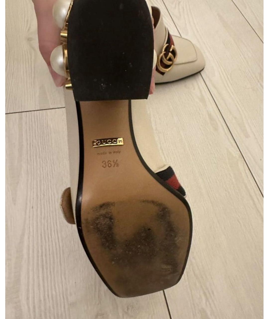 GUCCI Бежевые кожаные туфли, фото 4