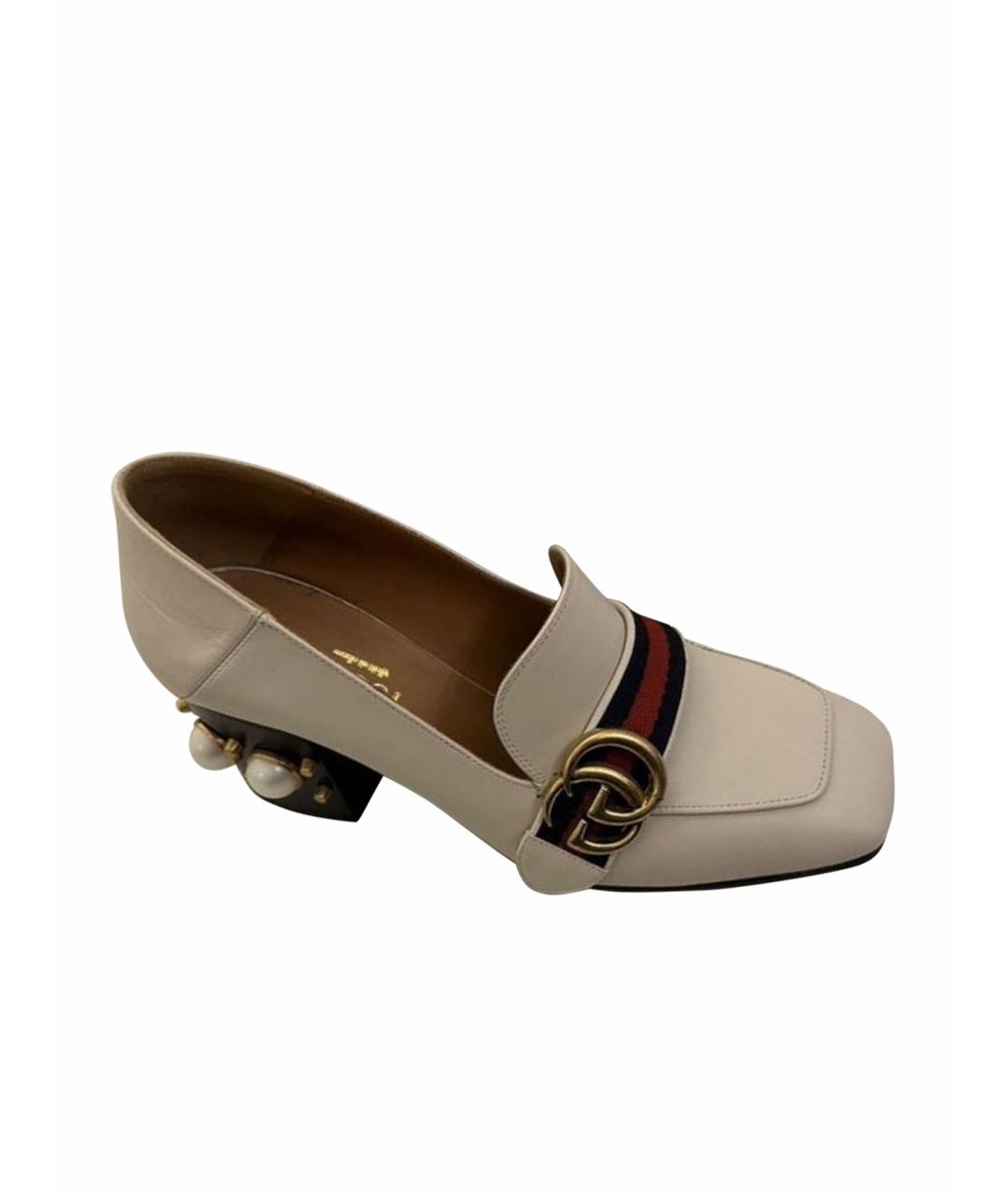 GUCCI Бежевые кожаные туфли, фото 1