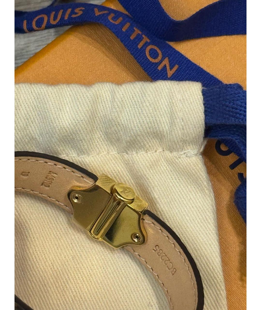 LOUIS VUITTON Коричневый кожаный браслет, фото 4