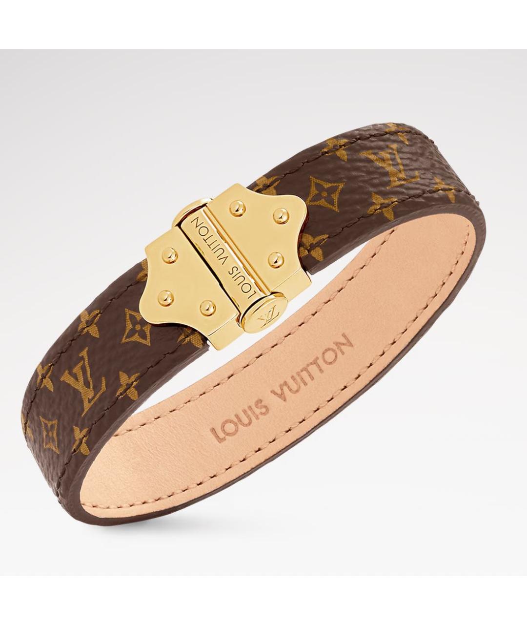 LOUIS VUITTON Коричневый кожаный браслет, фото 9