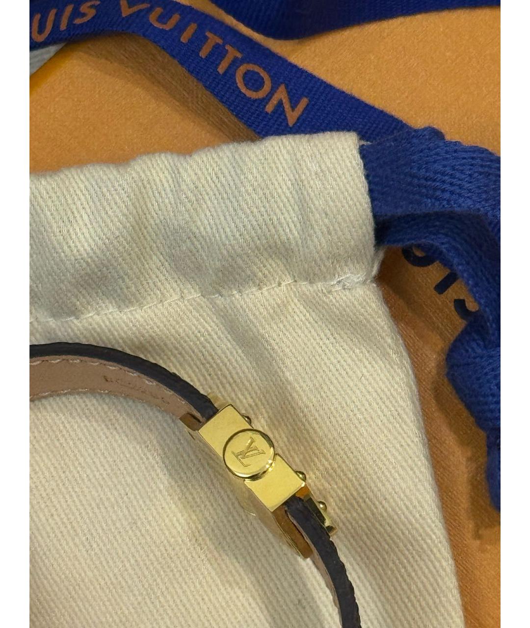 LOUIS VUITTON Коричневый кожаный браслет, фото 5
