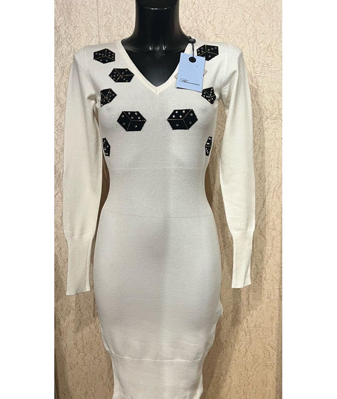 MISS BLUMARINE Белое шерстяное платье, фото 3