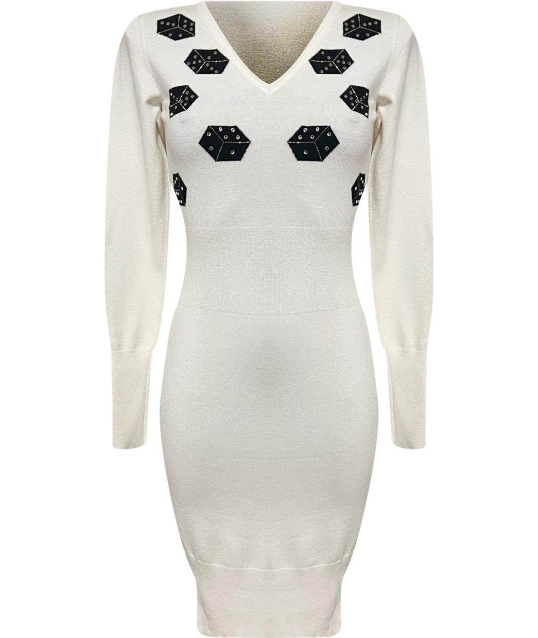 MISS BLUMARINE Белое шерстяное платье, фото 1