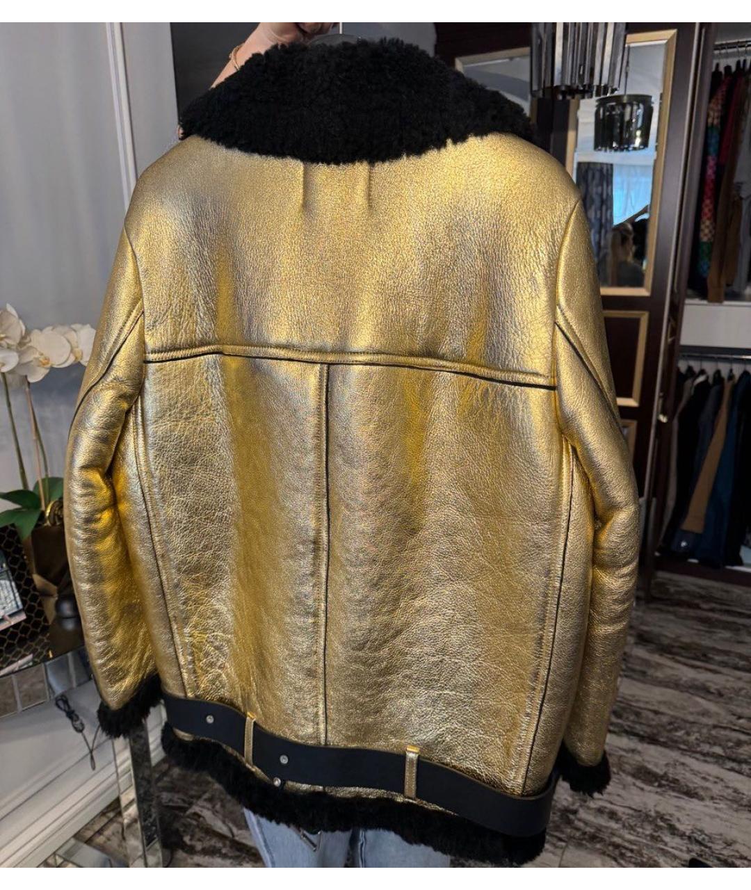 ACNE STUDIOS Золотая кожаная дубленка, фото 2