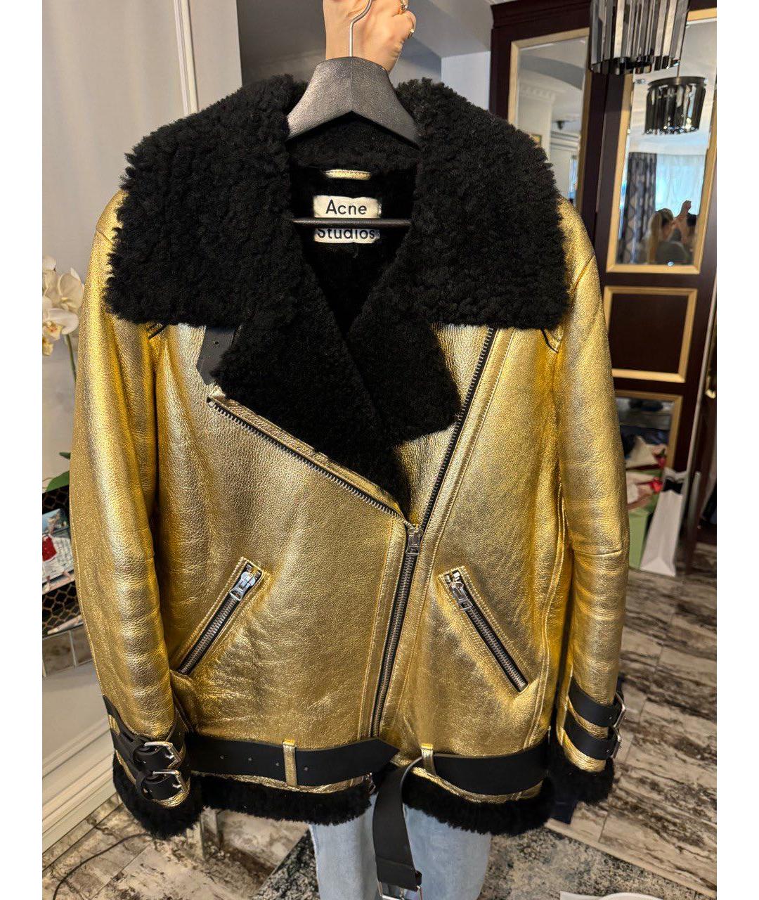 ACNE STUDIOS Золотая кожаная дубленка, фото 4