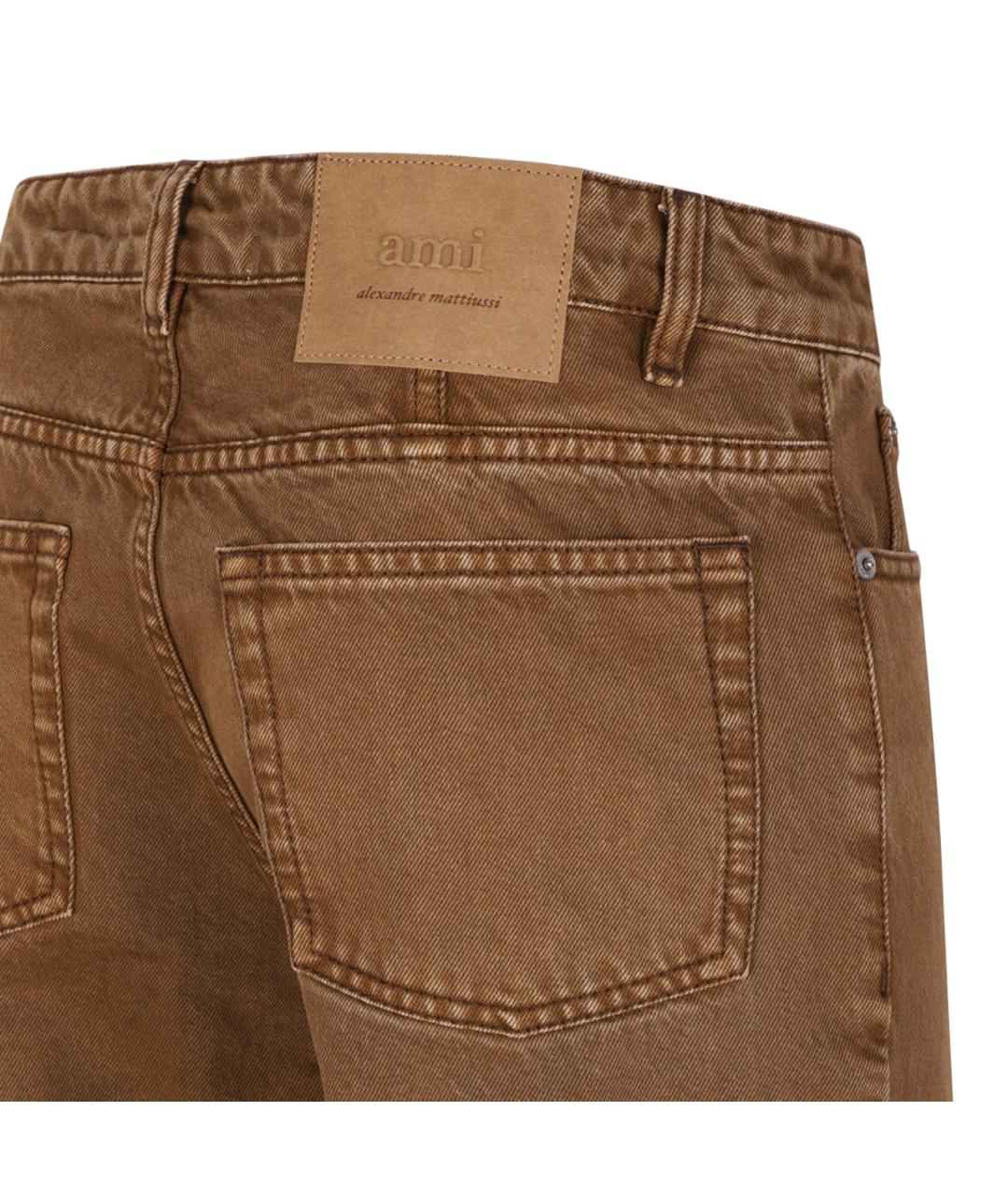 Ami Paris Коричневые хлопковые прямые джинсы, фото 4