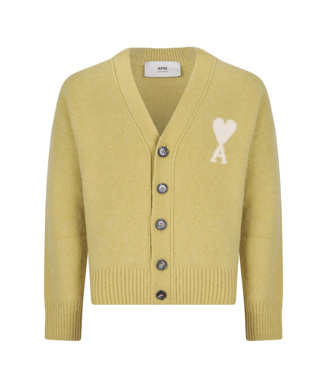 Ami Paris Желтый шерстяной джемпер / свитер, фото 1