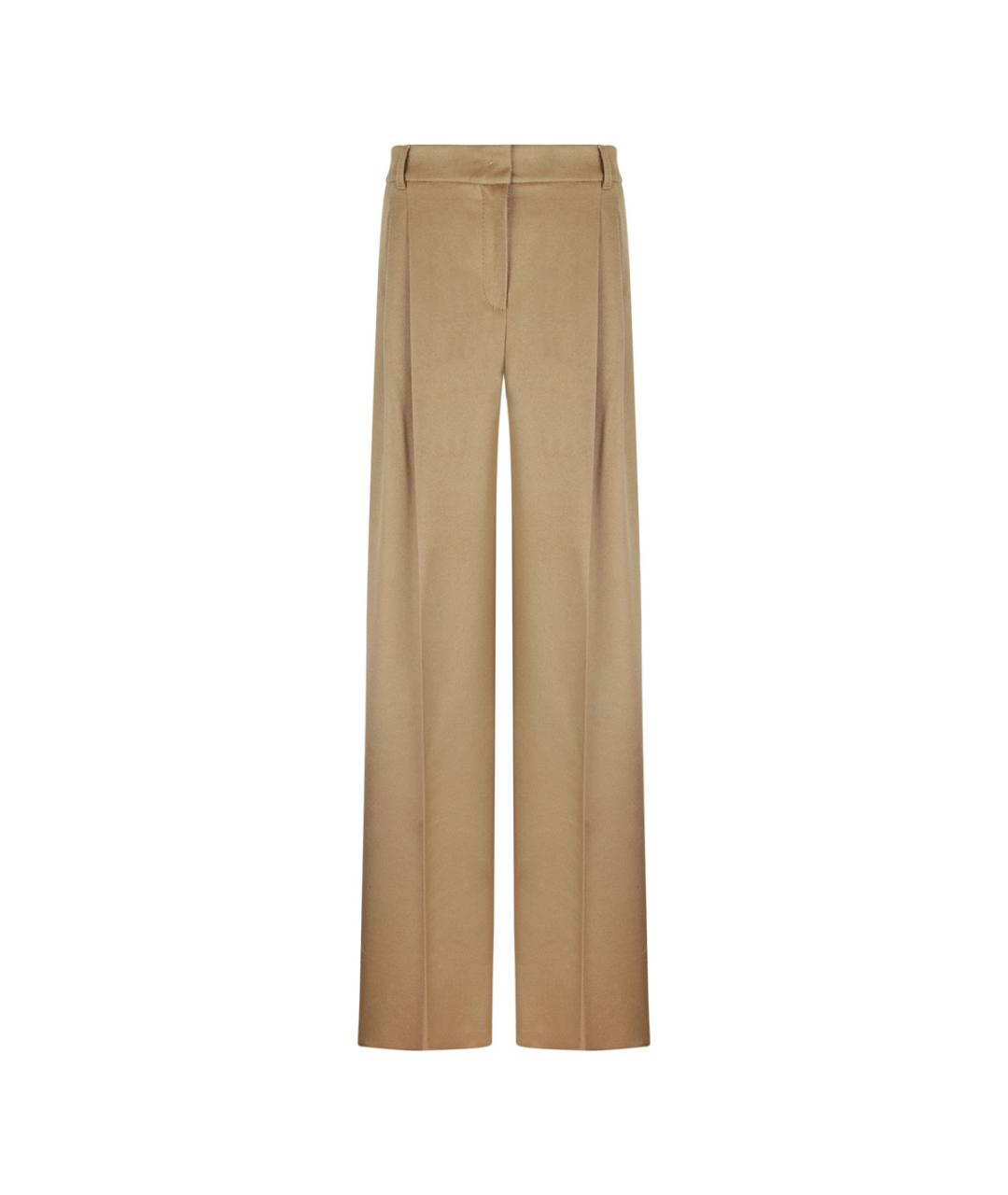 MAX MARA STUDIO Бежевые шерстяные прямые брюки, фото 1