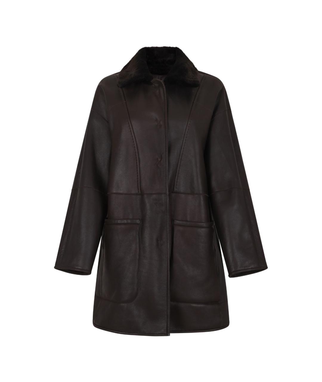 MAX MARA Коричневая кожаная дубленка, фото 4