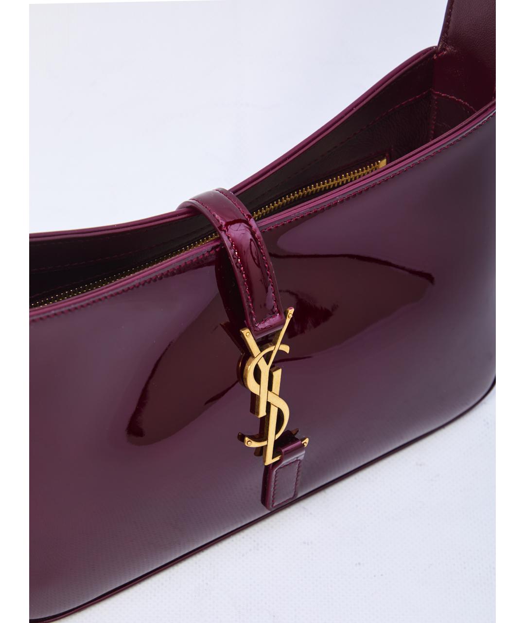 SAINT LAURENT Бордовая сумка через плечо из лакированной кожи, фото 4