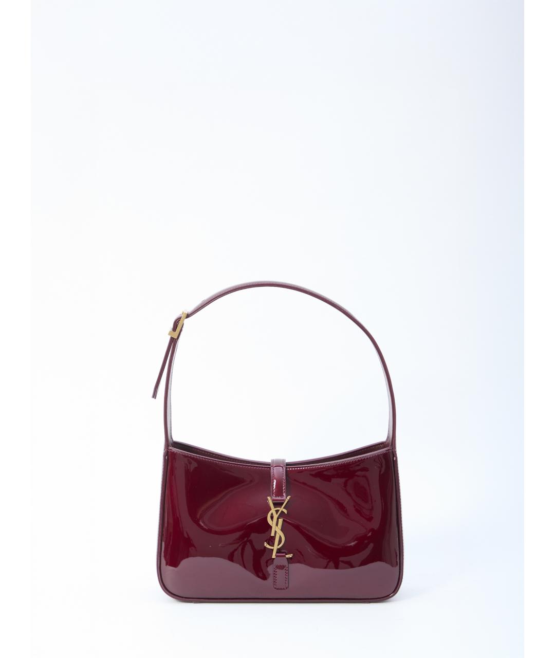 SAINT LAURENT Бордовая сумка через плечо из лакированной кожи, фото 5