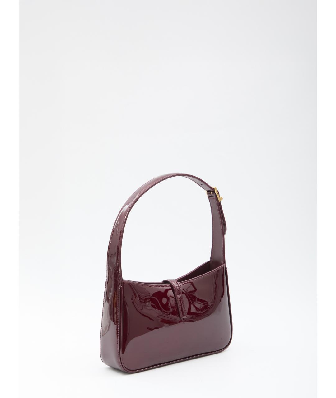 SAINT LAURENT Бордовая сумка через плечо из лакированной кожи, фото 2