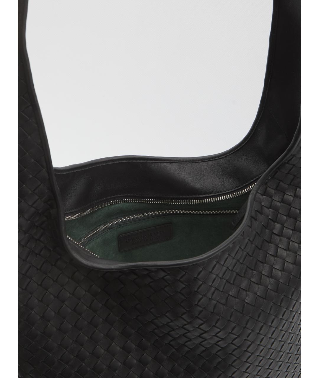 BOTTEGA VENETA Черная кожаная сумка на плечо, фото 4