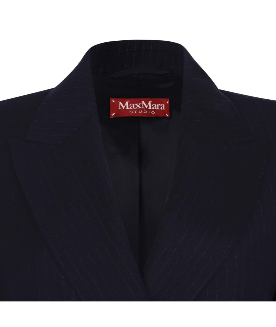 MAX MARA STUDIO Синий шерстяной жакет/пиджак, фото 3