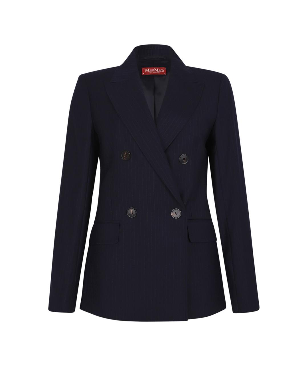 MAX MARA STUDIO Синий шерстяной жакет/пиджак, фото 1