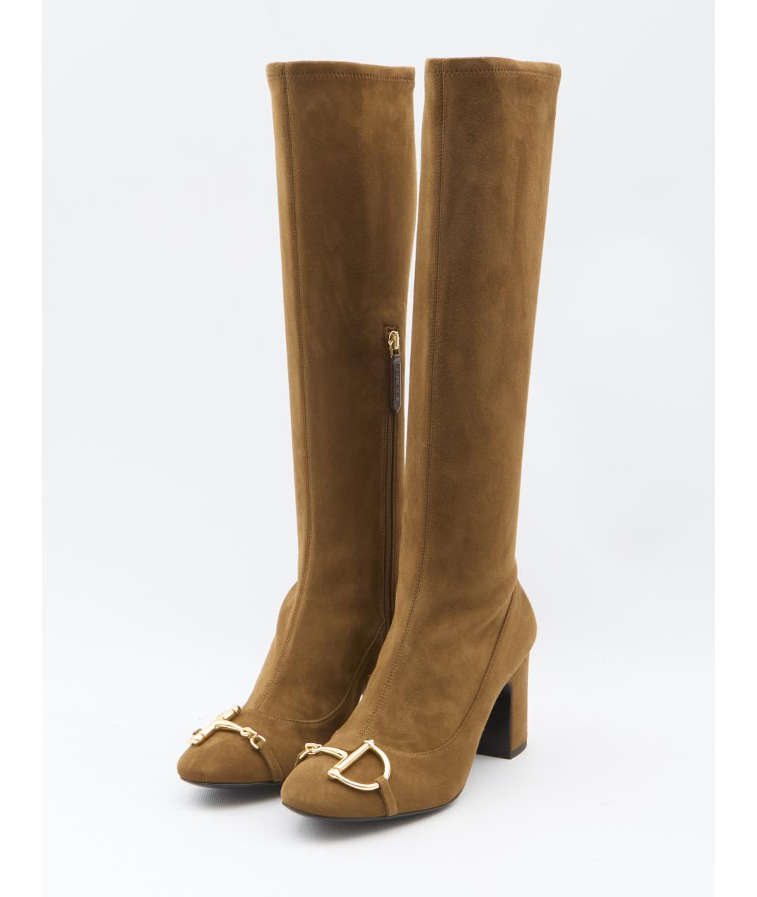 GUCCI Коричневые замшевые сапоги, фото 2