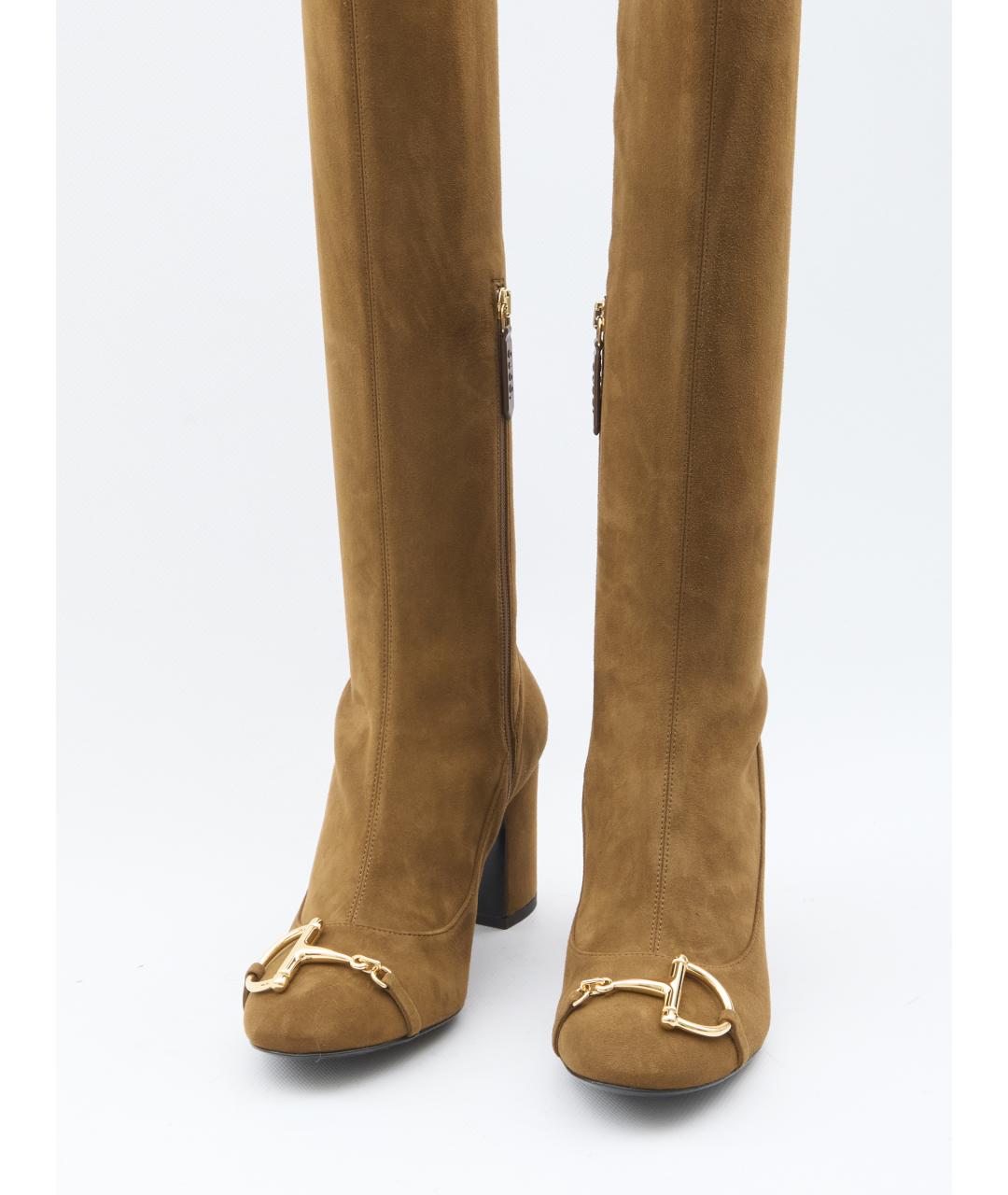 GUCCI Коричневые замшевые сапоги, фото 5