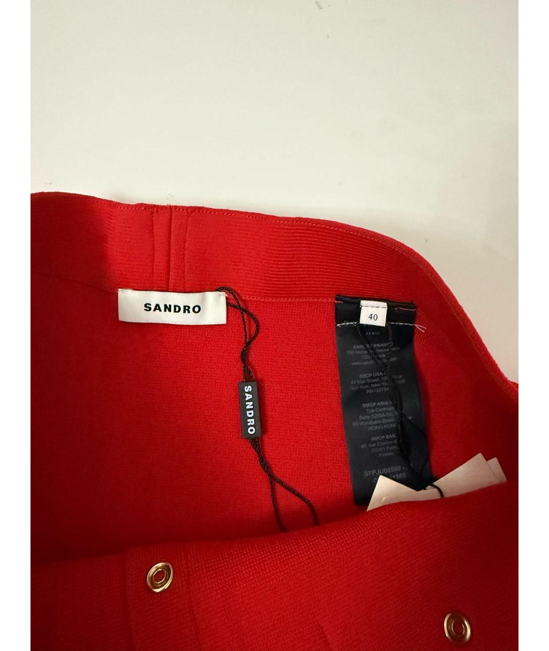 SANDRO Красная вискозная юбка мини, фото 8