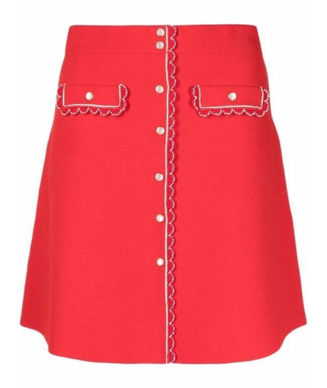 SANDRO Красная вискозная юбка мини, фото 1