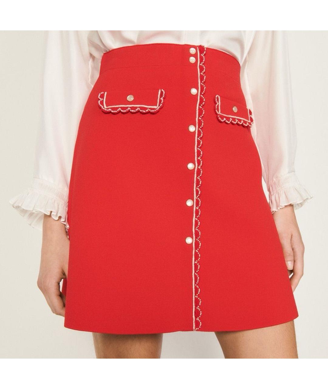 SANDRO Красная вискозная юбка мини, фото 2