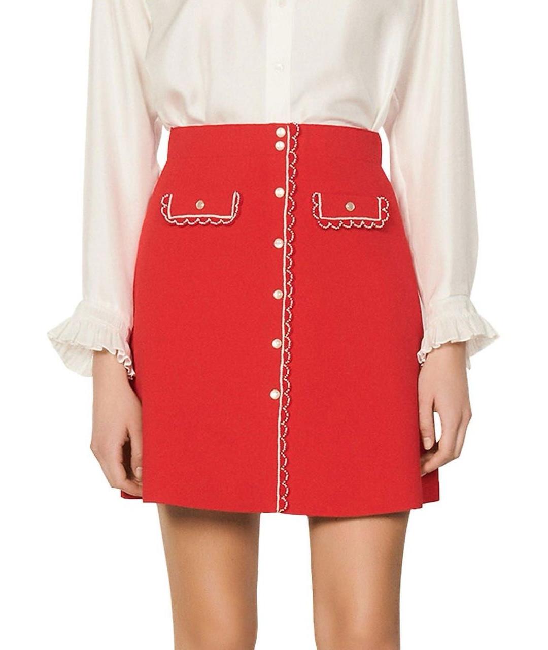 SANDRO Красная вискозная юбка мини, фото 3