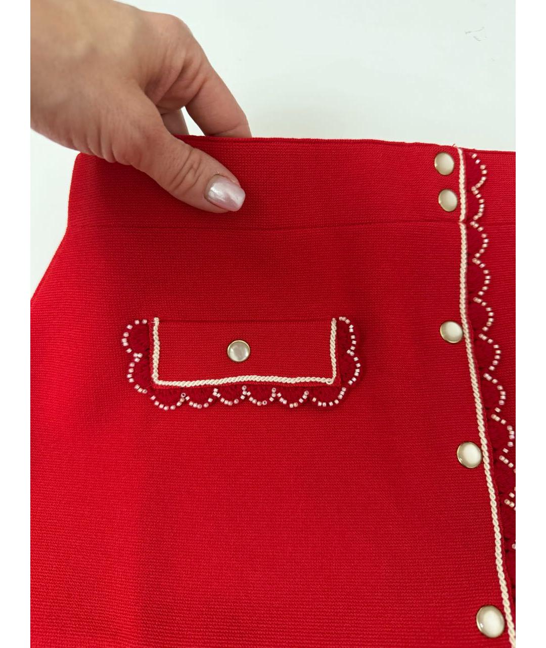 SANDRO Красная вискозная юбка мини, фото 6