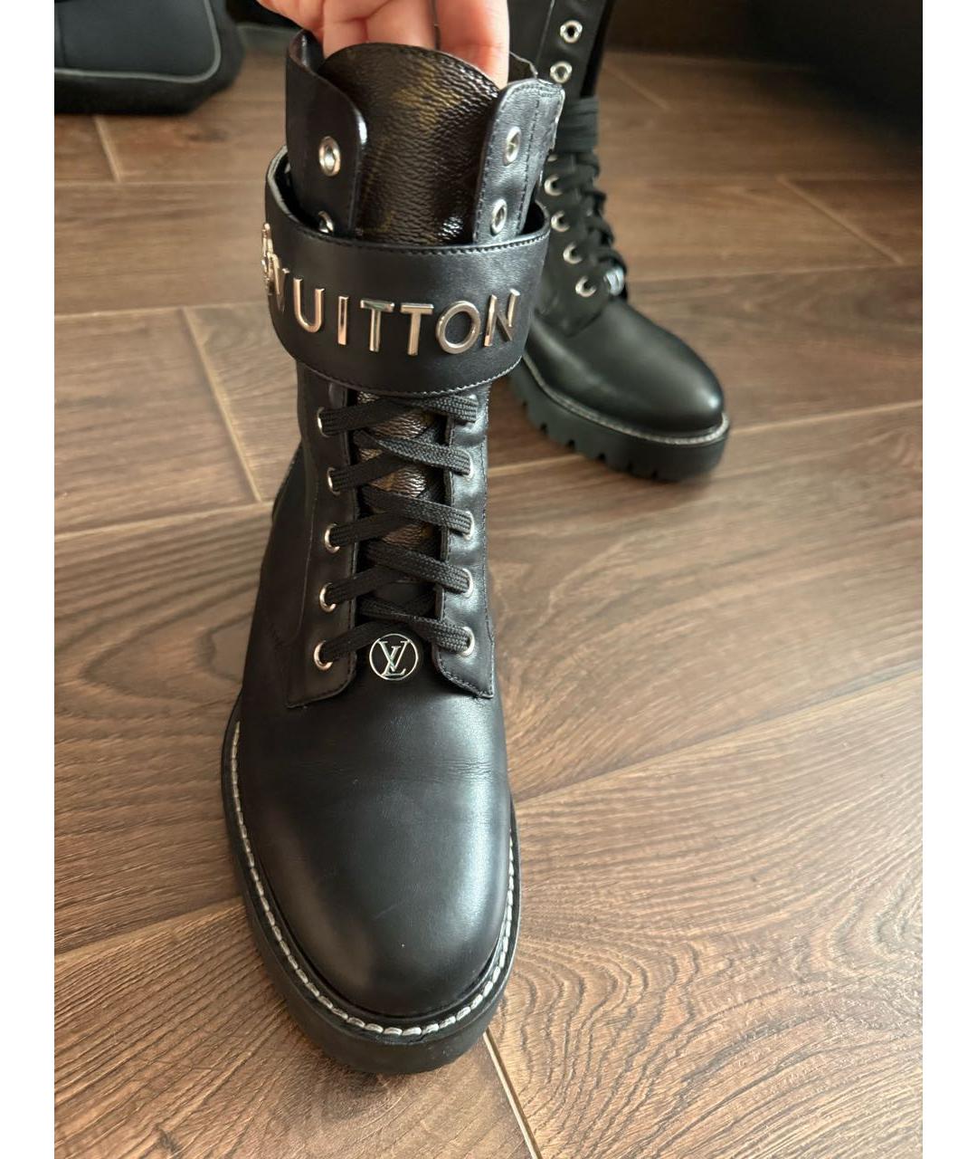 LOUIS VUITTON Черные кожаные ботинки, фото 2