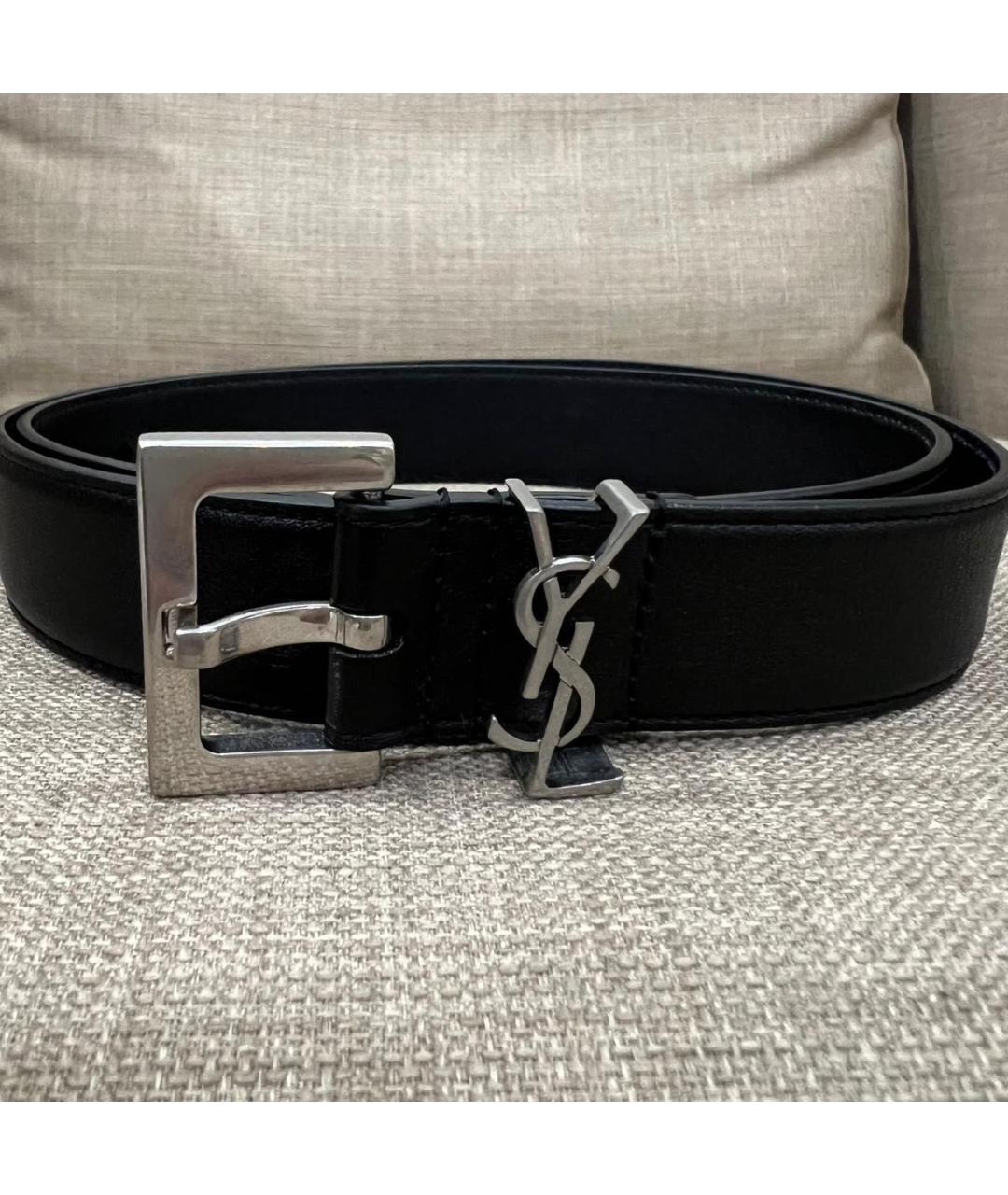 SAINT LAURENT Черный кожаный ремень, фото 5