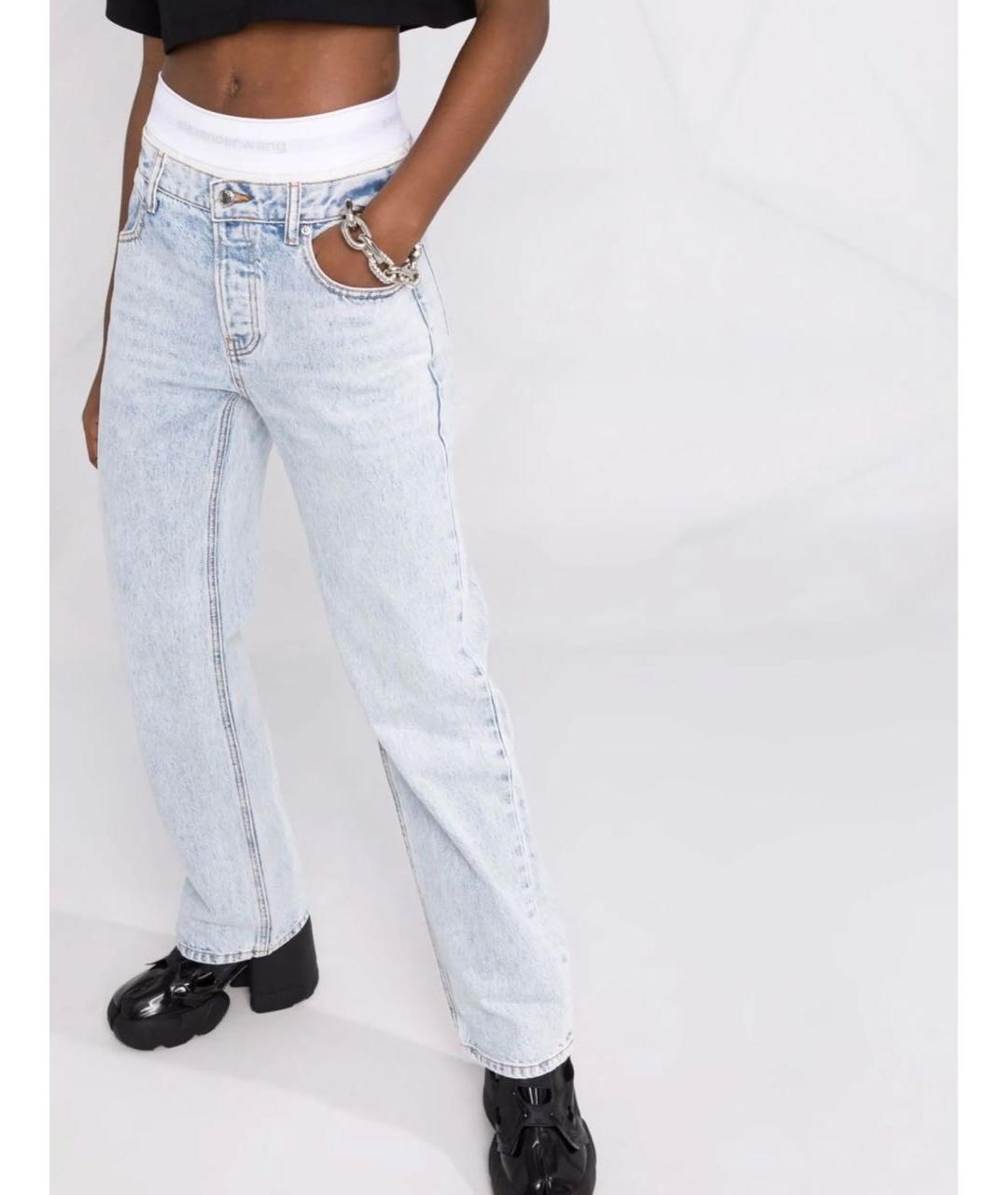 ALEXANDER WANG Голубые хлопковые прямые джинсы, фото 2