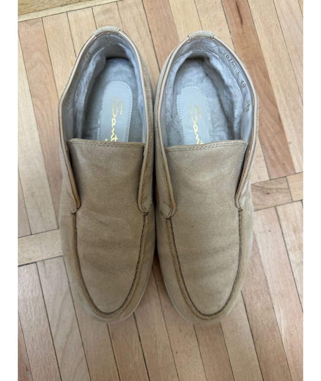 SANTONI Бежевые замшевые ботинки, фото 2