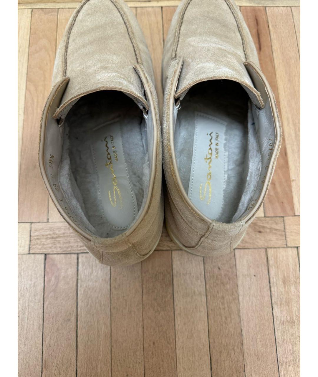 SANTONI Бежевые замшевые ботинки, фото 3