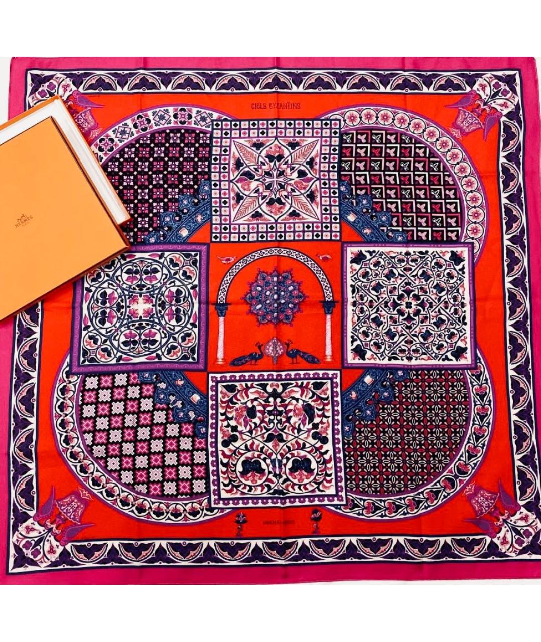 HERMES Мульти шелковый платок, фото 8