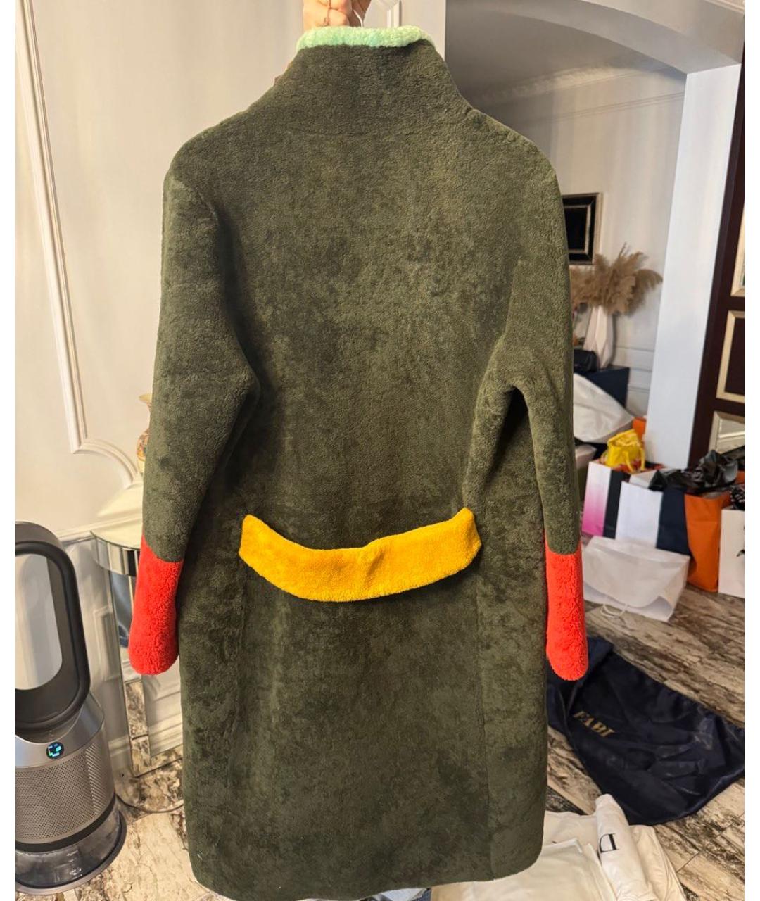 SELF-PORTRAIT Зеленая меховая дубленка, фото 2