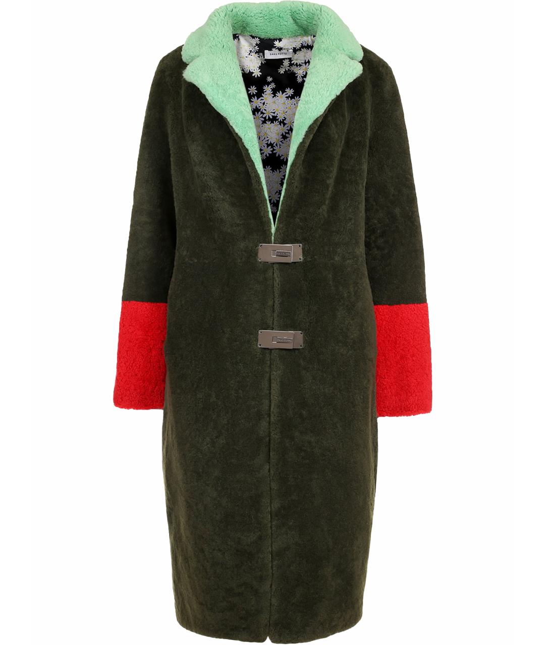 SELF-PORTRAIT Зеленая меховая дубленка, фото 1