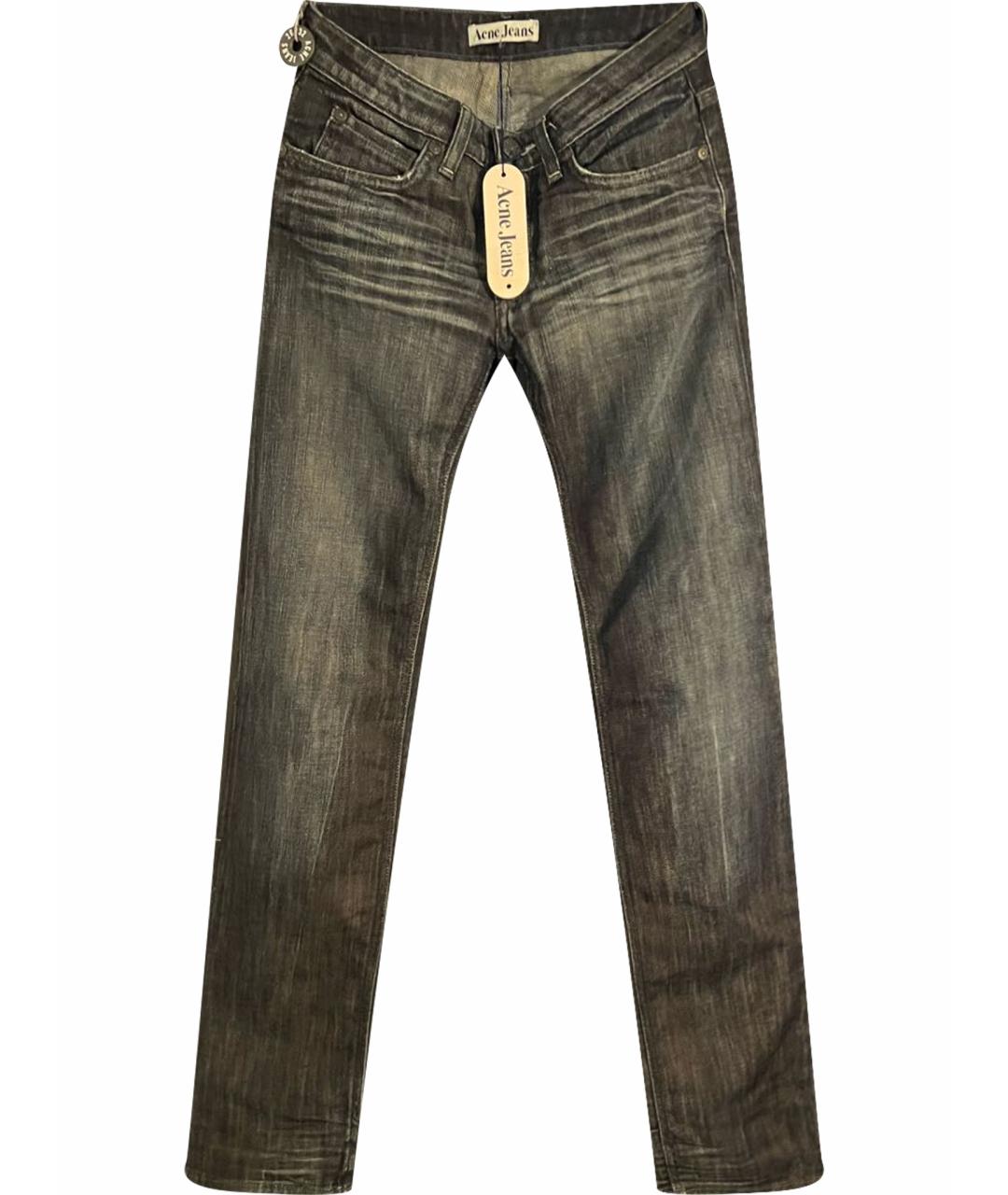 ACNE STUDIOS Темно-синие хлопковые прямые джинсы, фото 1