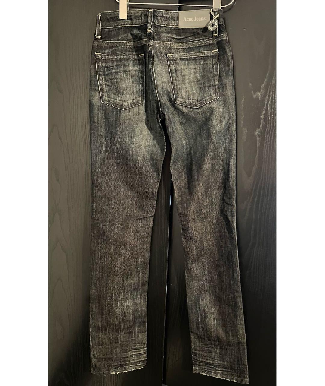 ACNE STUDIOS Темно-синие хлопковые прямые джинсы, фото 2