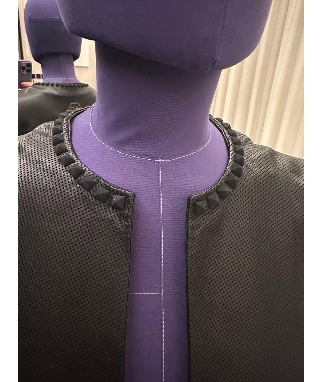 PHILIPP PLEIN Черный кожаный тренч/плащ, фото 4