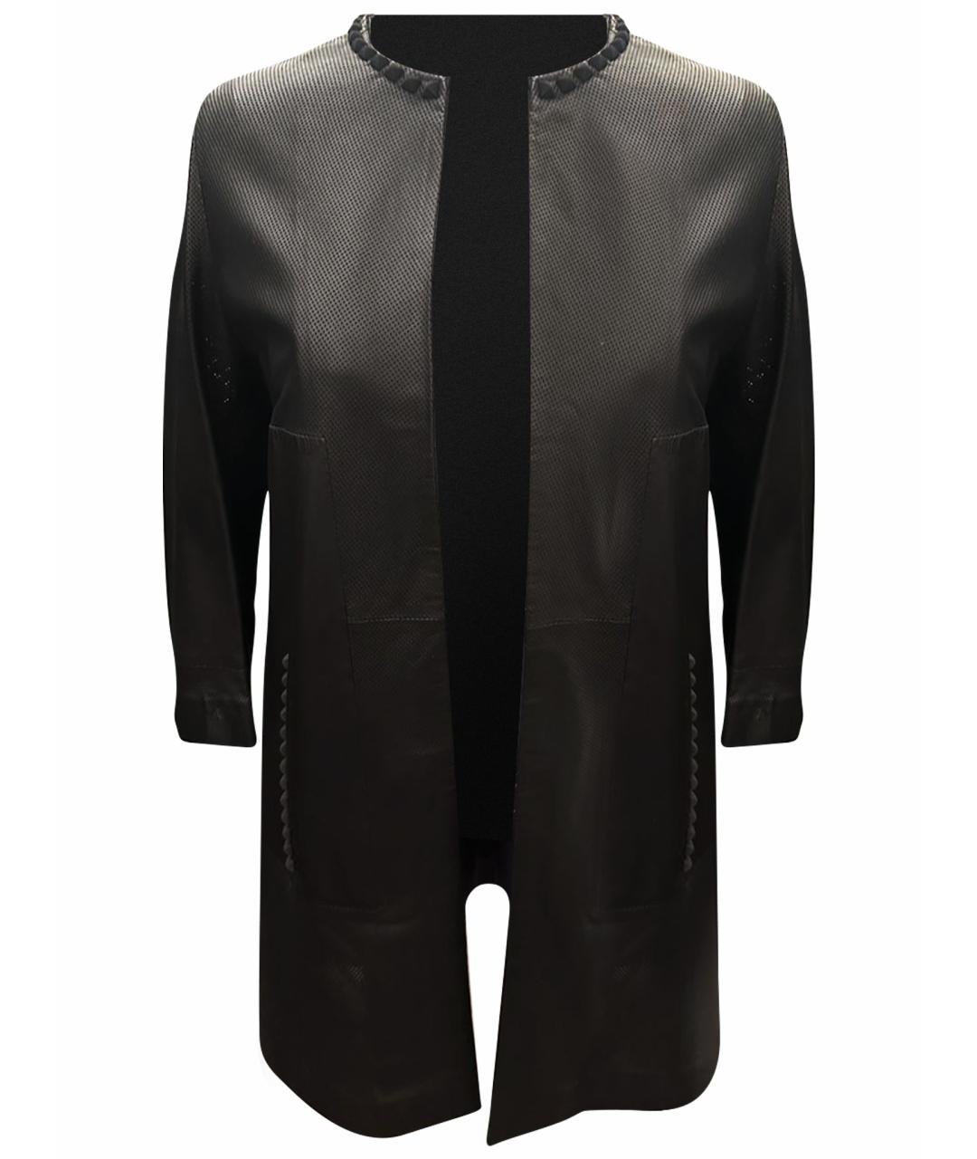 PHILIPP PLEIN Черный кожаный тренч/плащ, фото 1