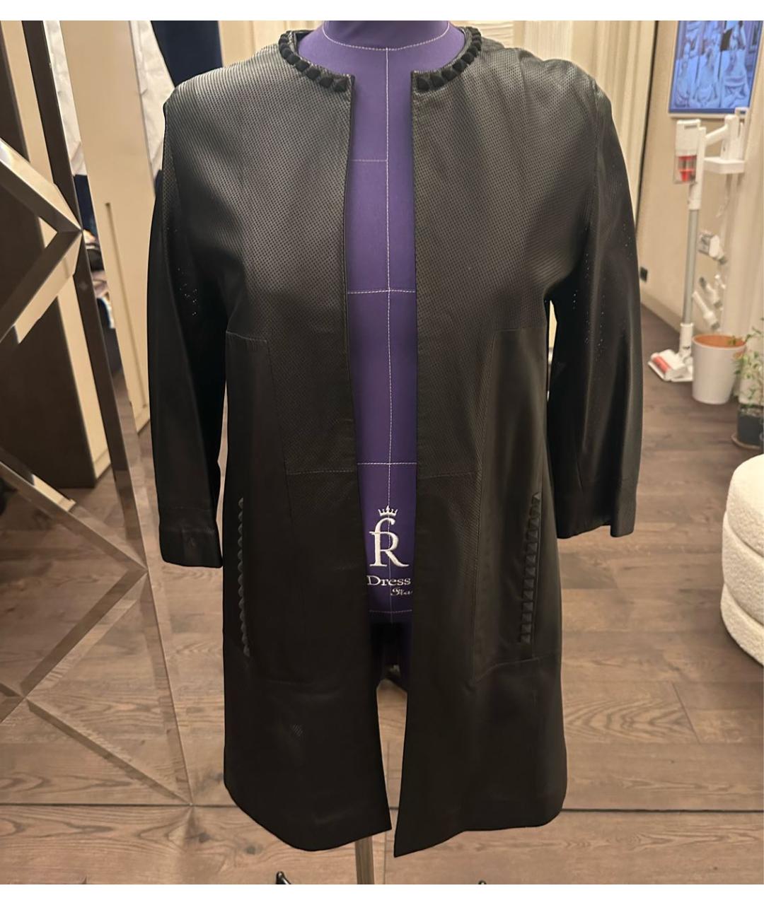 PHILIPP PLEIN Черный кожаный тренч/плащ, фото 6