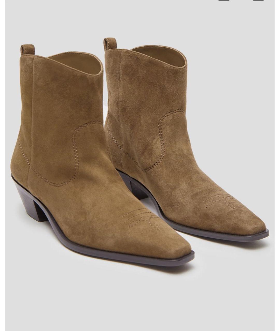 12 STOREEZ Бежевые замшевые полусапоги, фото 3