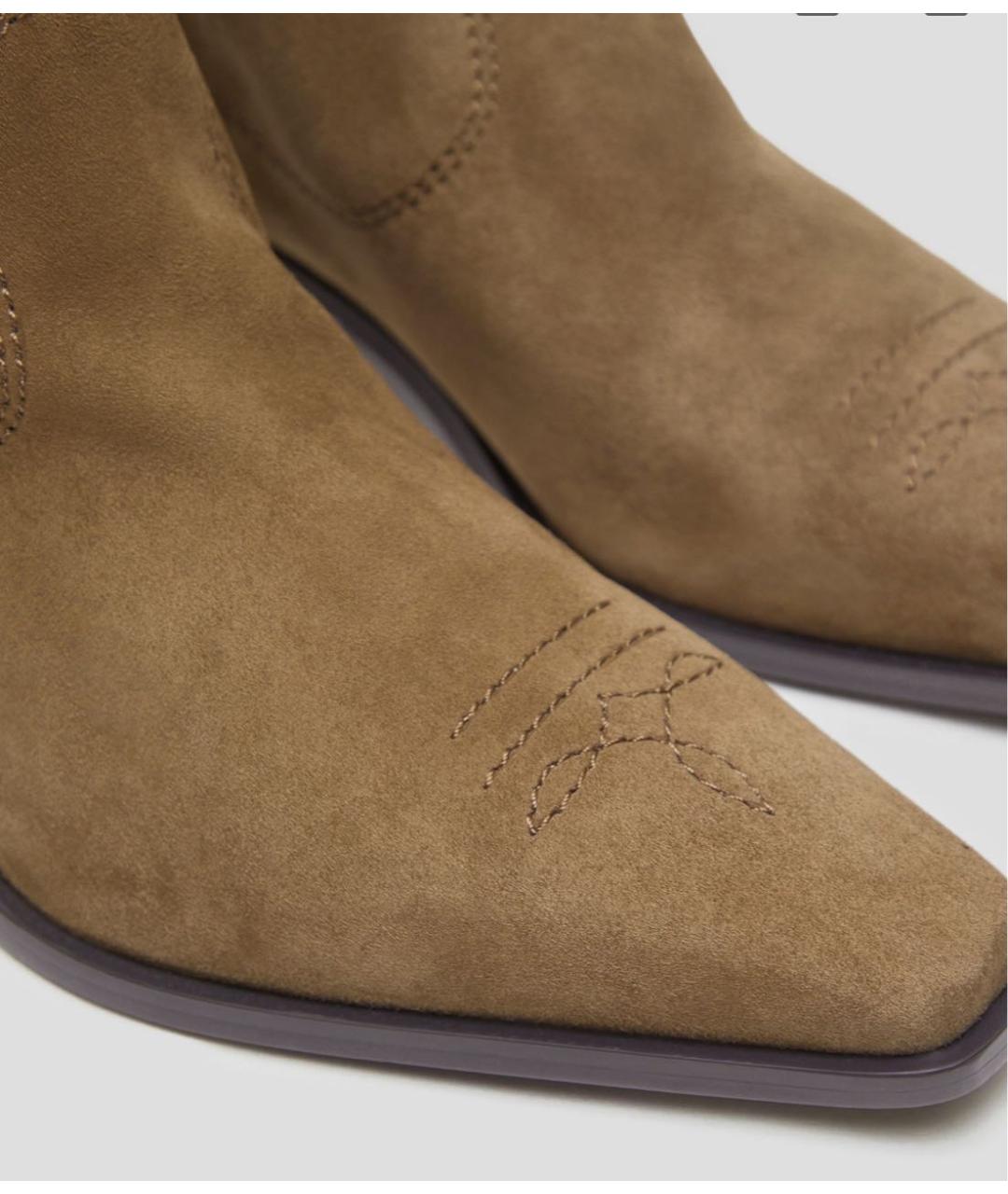 12 STOREEZ Бежевые замшевые полусапоги, фото 4