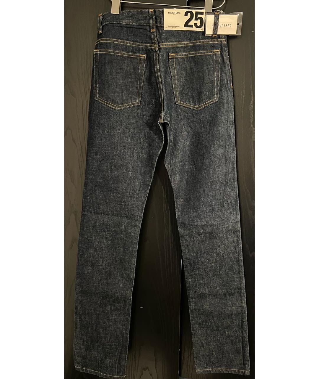 HELMUT LANG Темно-синие хлопковые прямые джинсы, фото 2