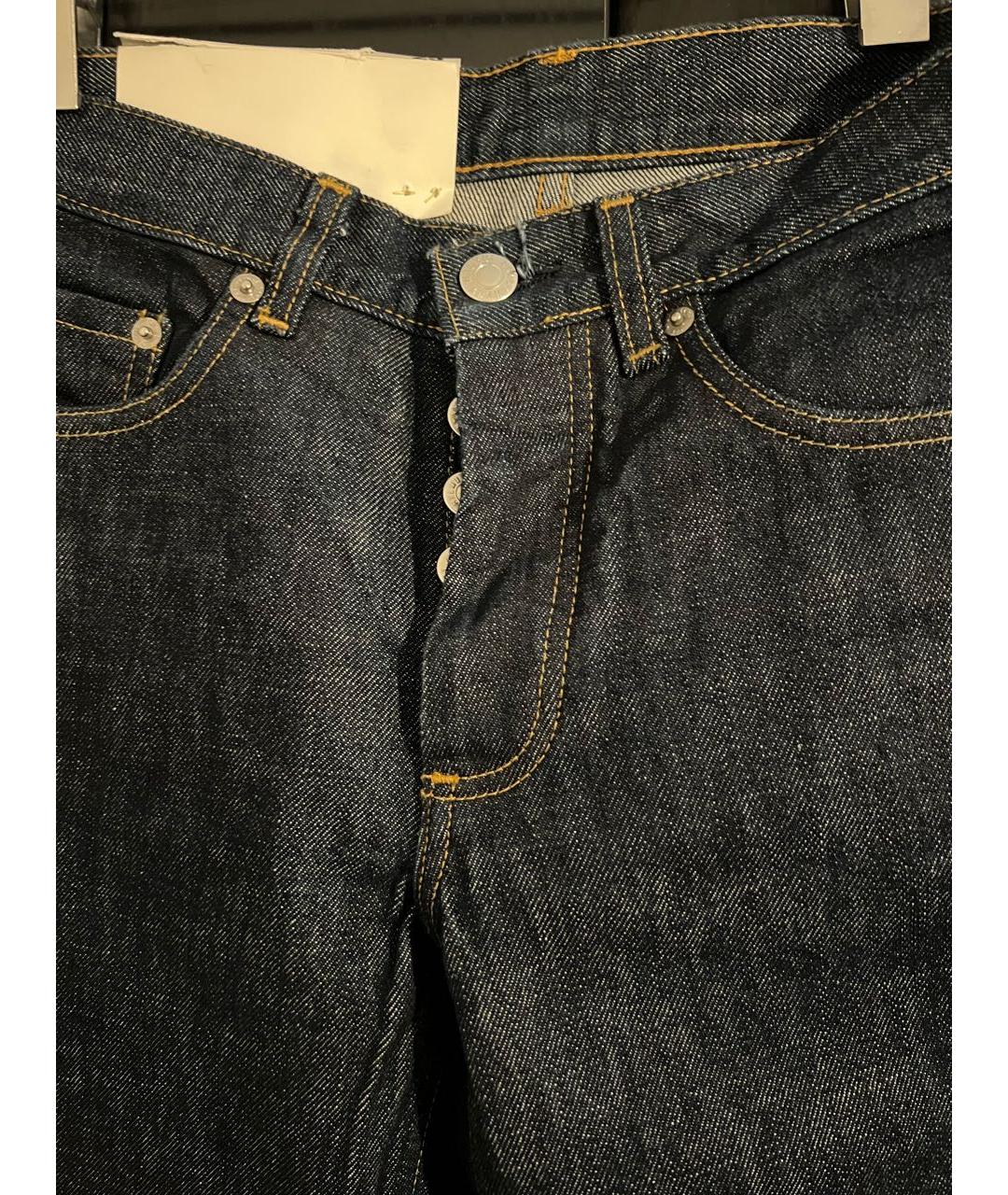 HELMUT LANG Темно-синие хлопковые прямые джинсы, фото 3