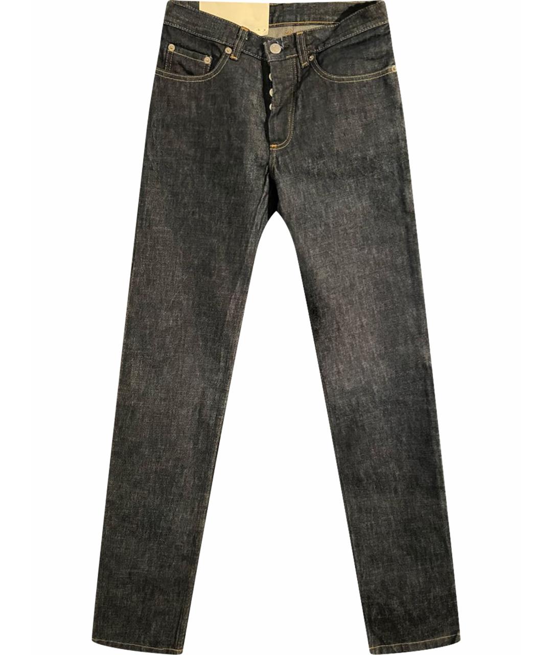 HELMUT LANG Темно-синие хлопковые прямые джинсы, фото 1