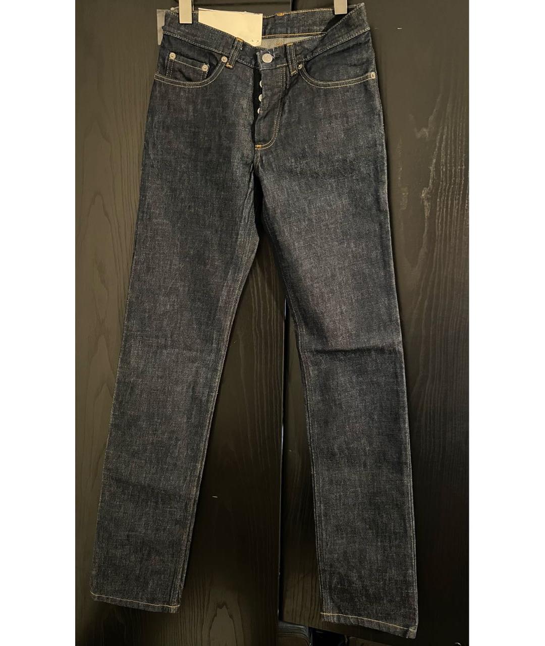 HELMUT LANG Темно-синие хлопковые прямые джинсы, фото 5