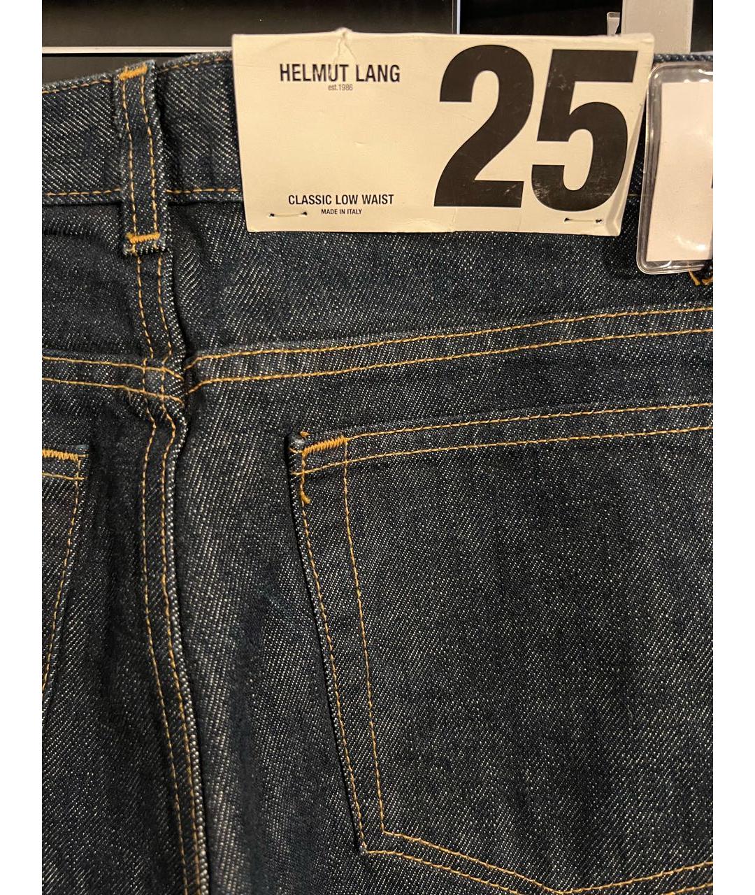 HELMUT LANG Темно-синие хлопковые прямые джинсы, фото 4