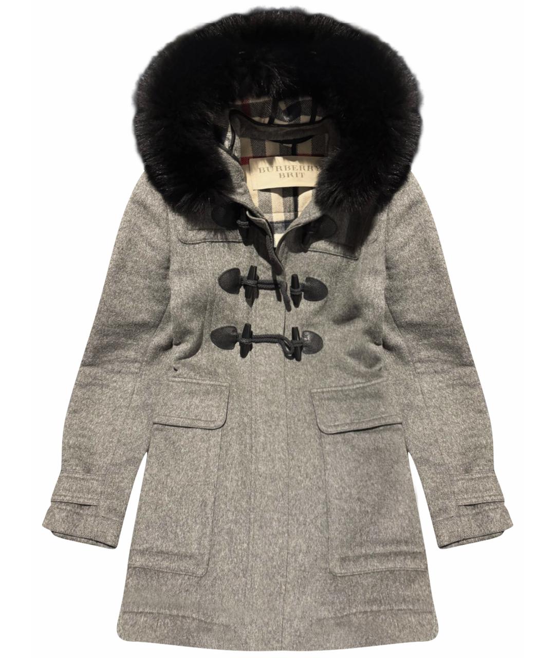 BURBERRY Серое шерстяное пальто, фото 1