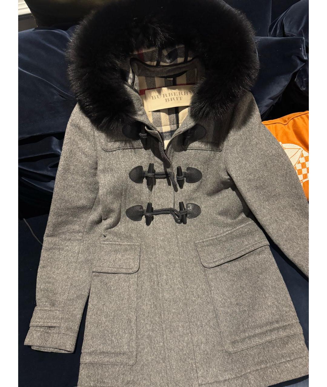 BURBERRY Серое шерстяное пальто, фото 4